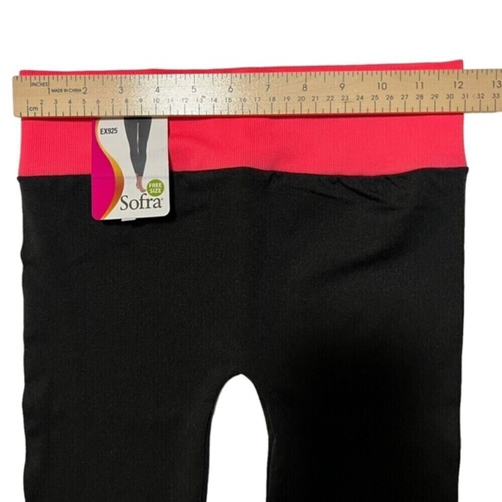 Sofra‎ Leggings - Ladies Stretch Capri Leggings One Size EX925 Hot Pink / Black - Picture 5 of 11